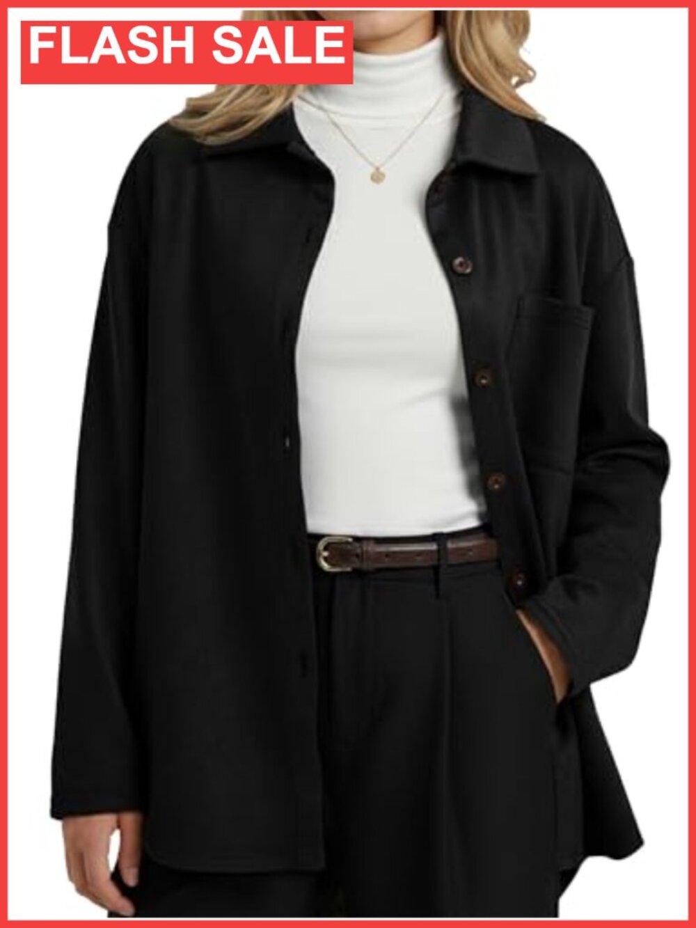 Faux Suede Button Down Shirt Long Sleeve Blouse Oversized Shacket